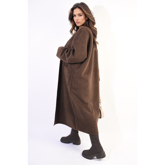 Open Front Pocket Long Loose Coat