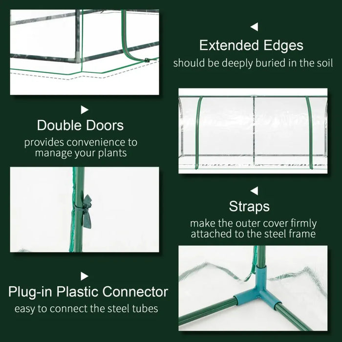 Steel Frame Tunnel Greenhouse Cover - 200x100x80cm - Protect Plants, Fruits, and Vegetables - Durable & Portable