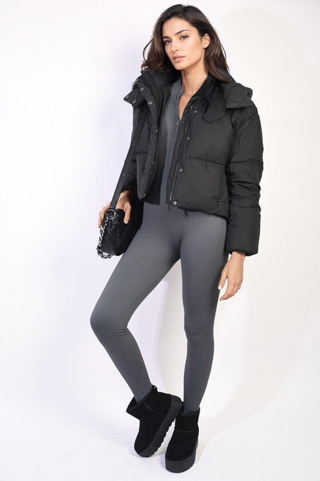 Hooded Puffer Jacket: Warm, Stylish, Snap & Zip