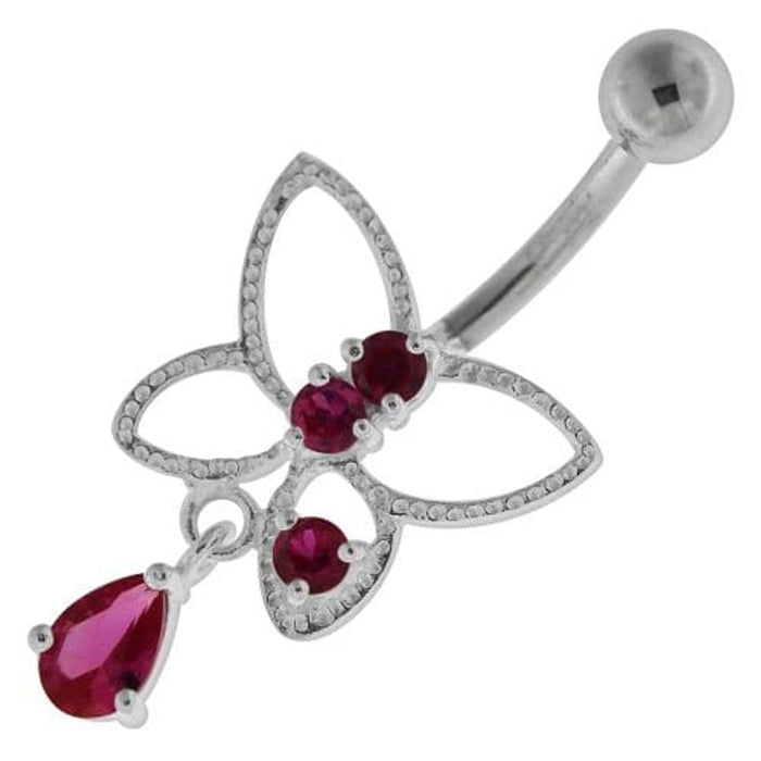 Jeweled Butterfly Cut out Navel Belly Button Ring