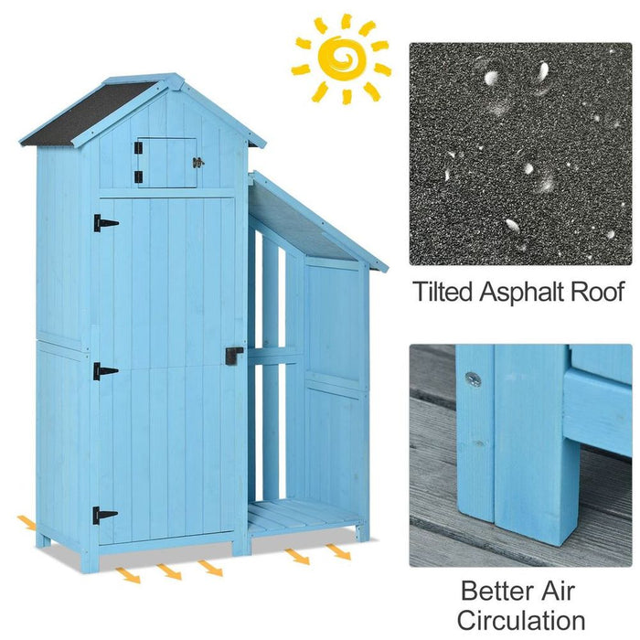 Garden Storage Shed Outdoor Firewood House w/ Waterproof Asphalt Roof