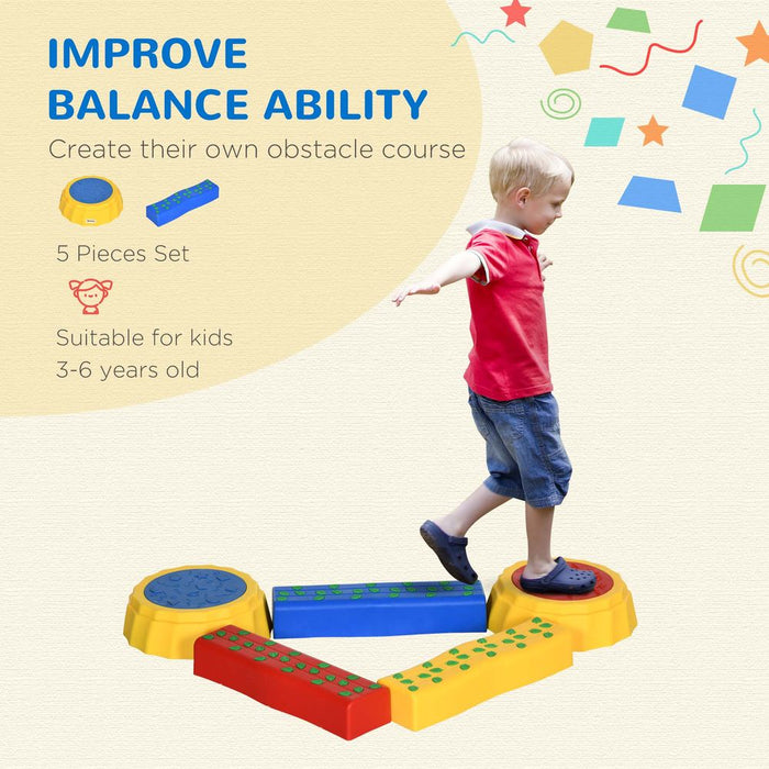 Premium Non-Slip Kids Stepping Stones - Set of 5 - Fun, Safe, and Durable - Perfect for Improving Balance and Coordination - Outsunny