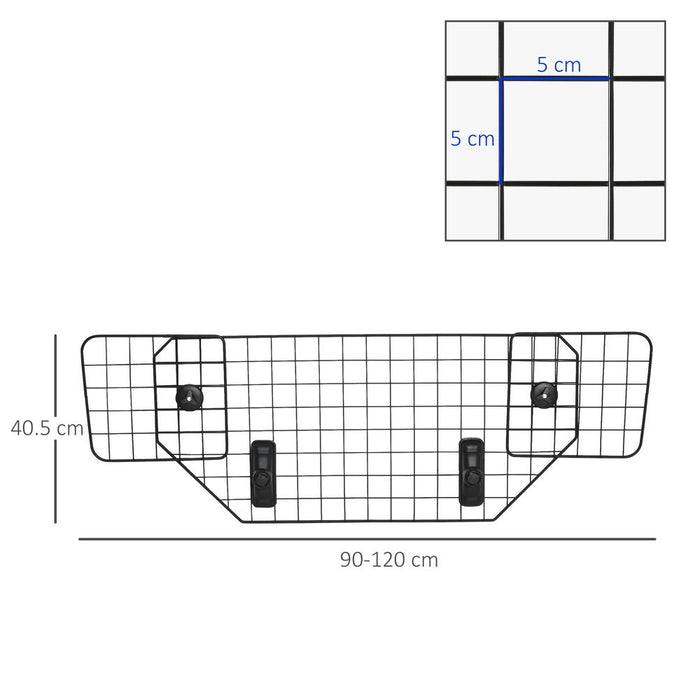 PawHut Heavy Duty Pet Dog Guard Wire Mesh Car Barrier Adjustable Auto SUVs Vehicle Fence Safety Grill Black