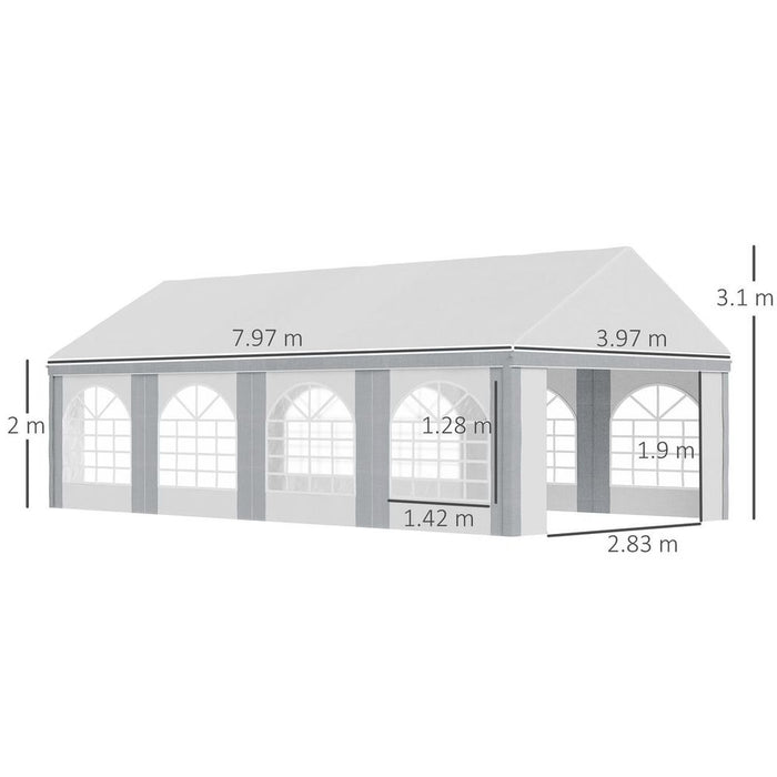 8x4m Party Tent - Marquee Gazebo with Sides, Windows & Doors