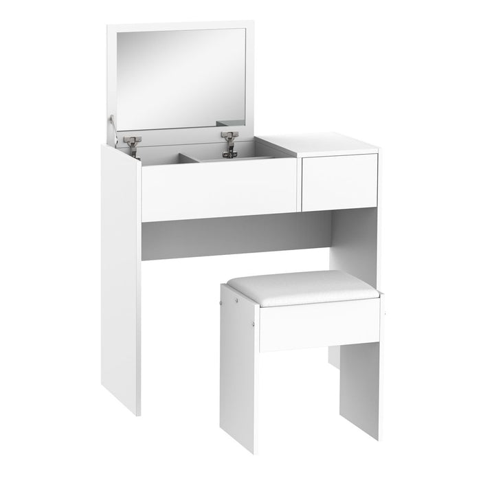 Transform Your Space with Our Stylish White Dressing Table Set - Complete with Padded Stool - High-Quality & Functional!