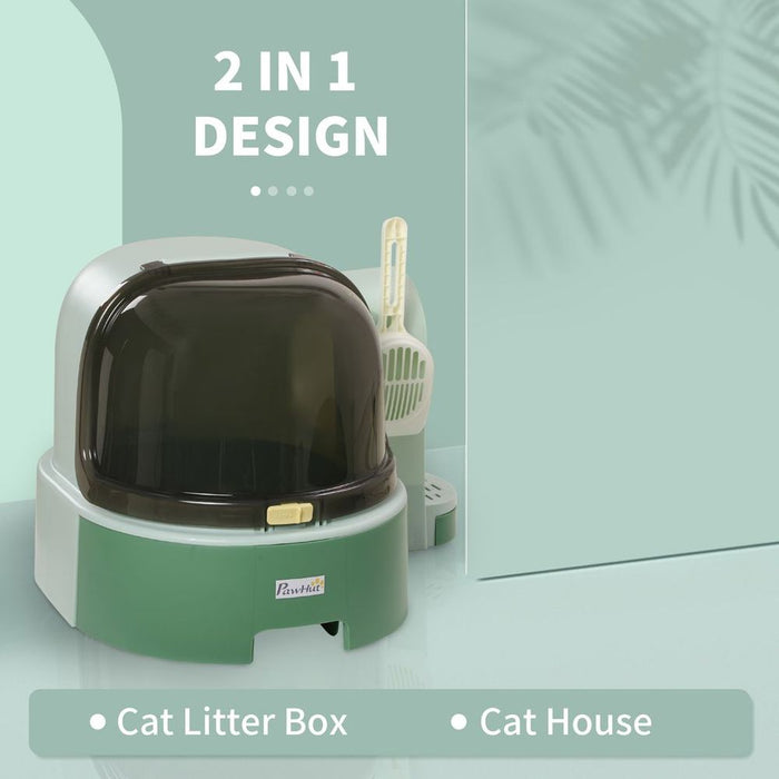 Premium Cat Litter Tray Bundle - Easy Clean, Stylish, Spacious - Green