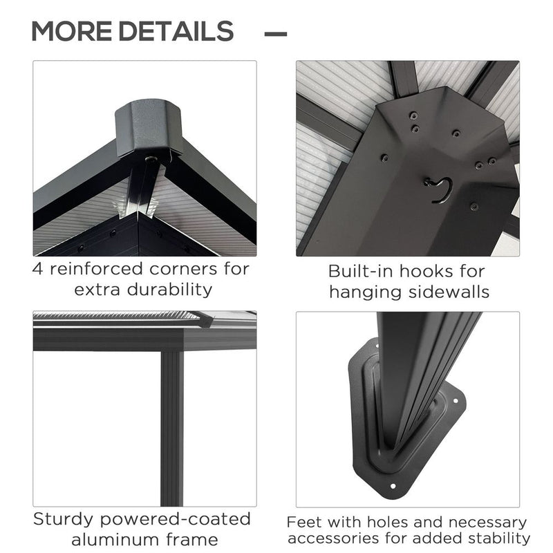Premium Outsunny 3x4m Aluminium Hardtop Gazebo - UV Resistant & Privacy Curtains