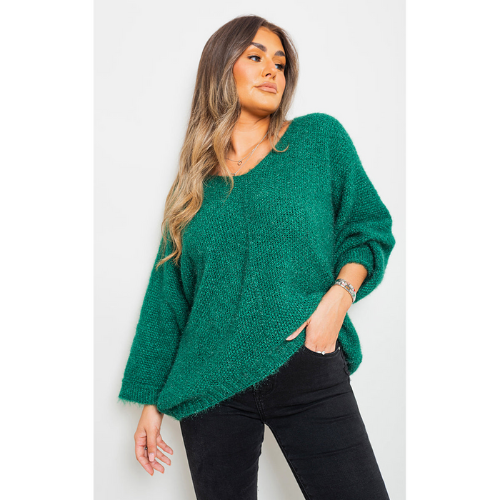 Cozy V-neck Knit Jumper - Sophisticated & Comfortable - High Quality