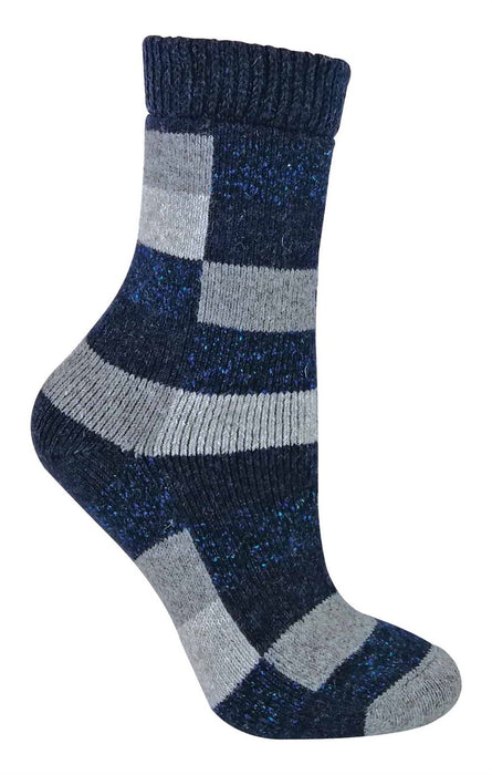 Ladies Checkered Wool / Silk Blend Socks