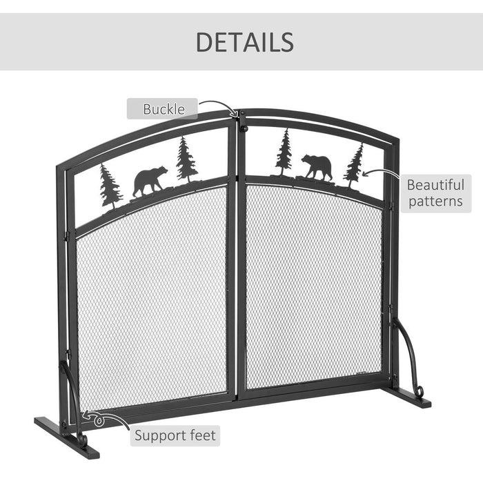 Fire Guard with Double Doors, Metal Mesh Screen, Spark Flame Barrier, HOMCOM