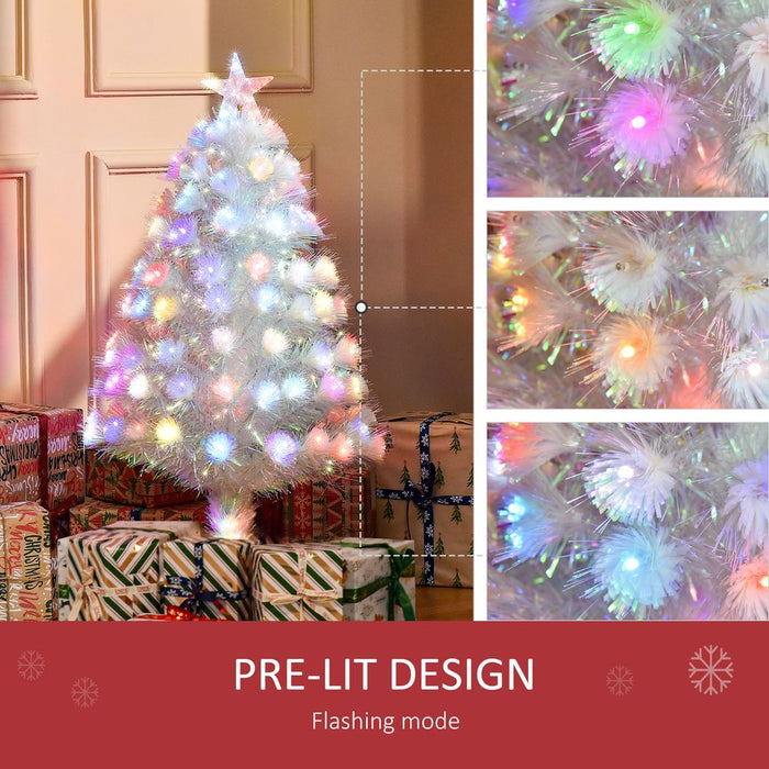 3FT Pre-Lit Artificial Christmas Tree w/ Fibre Optic LED Lights Xmas White