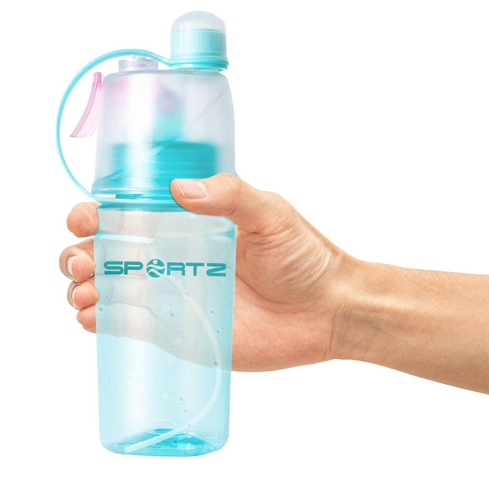 Aquarius Leak Proof Sports Water Bottle - Spray Function, BPA Free, Carry Strap - 400ml (Blue)