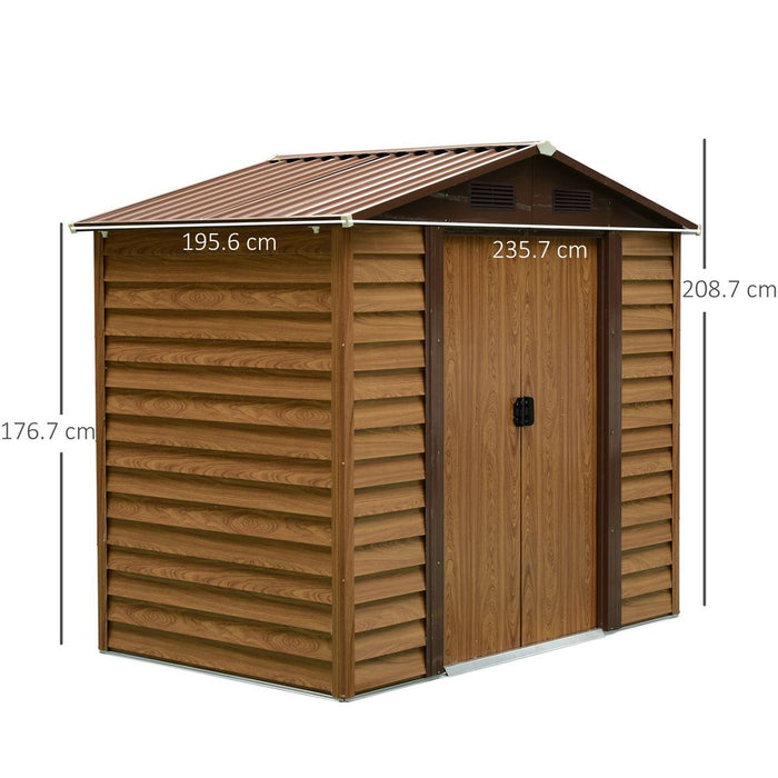 Garden Shed, Steel, 235.7Lx195.6Wx176.7-208.7H cm, Organize Your Outdoor Space