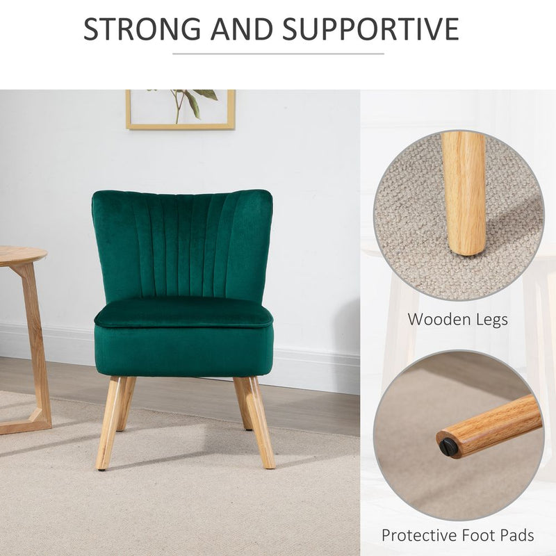 HOMCOM Velvet Accent Chair Occasional Tub Chair for Living Room Bedroom Green