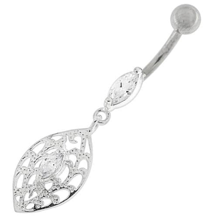 Fancy Ellipse Shape Dangling Belly Ring