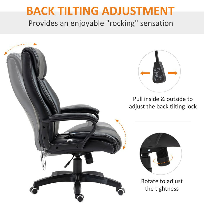 Premium Black Vinsetto Massage Office Chair - High Back, Vibration, 6 Points