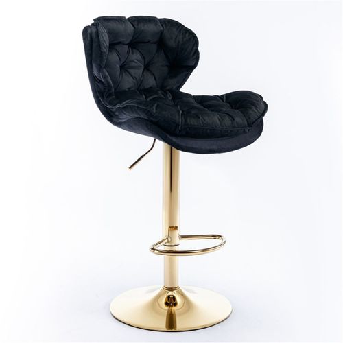 Bar Stools Set of 2 for a matching look for Home Bar Kitchen Black Velvet Metal