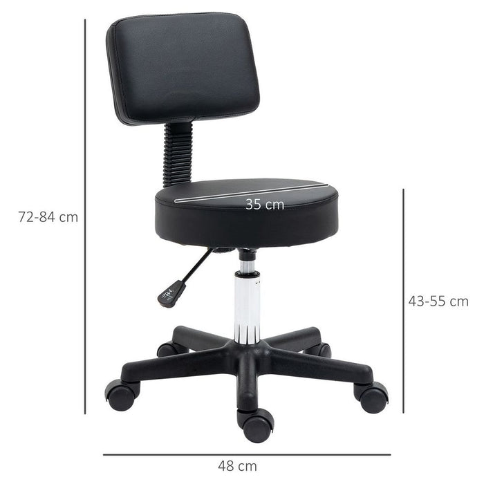 Beautician's Adjustable Swivel Salon Chair w/ Padded Seat Back 5 Wheels Black