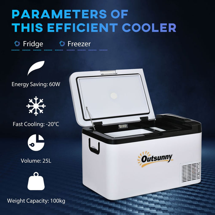 Portable Car Refrigerator: 12V, LED Light, 25L capacity - Perfect for Camping and Road Trips