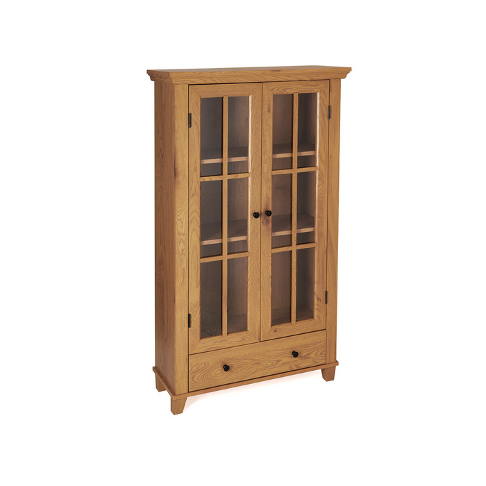 Stylish Oak Storage Cabinet - Secure & Spacious - Adjustable Shelves, Drawer - Easy Assembly - H132.5 W76cm D30cm