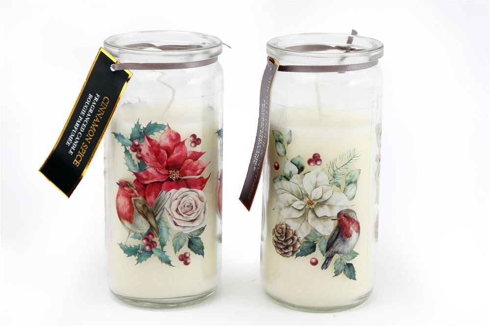 Exquisite Botanical Tube Candle Set: Stunning 14cm Pair