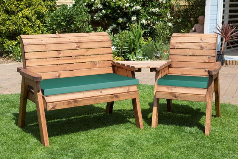 Charles Taylor Three Seater Companion Set with Angled Tray - Handcrafted in Britain, Rustproof, Rot Free - 10 Year Guarantee