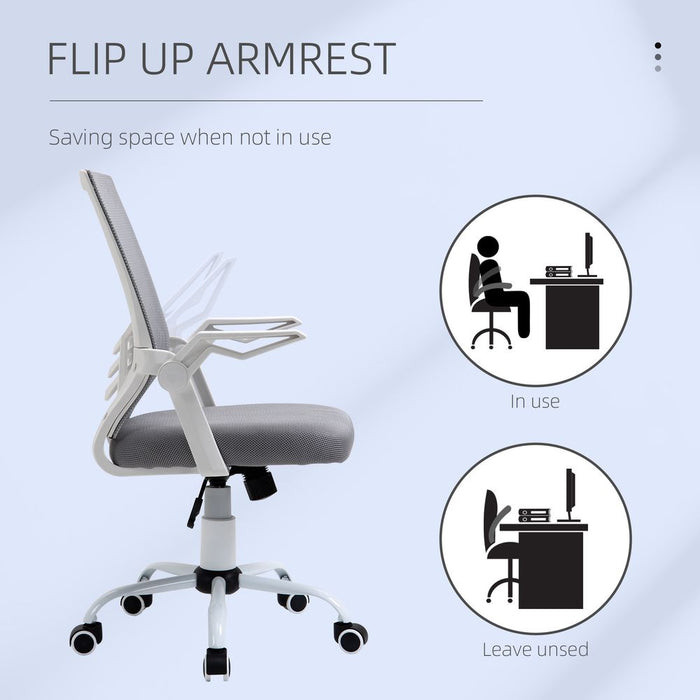 Vinsetto Office Chair, Ergonomic Desk Chair, Executive Computer Chair with 90° Flip-up Armrest and Lumbar Support, Adjustable Height for Home/Office, Grey