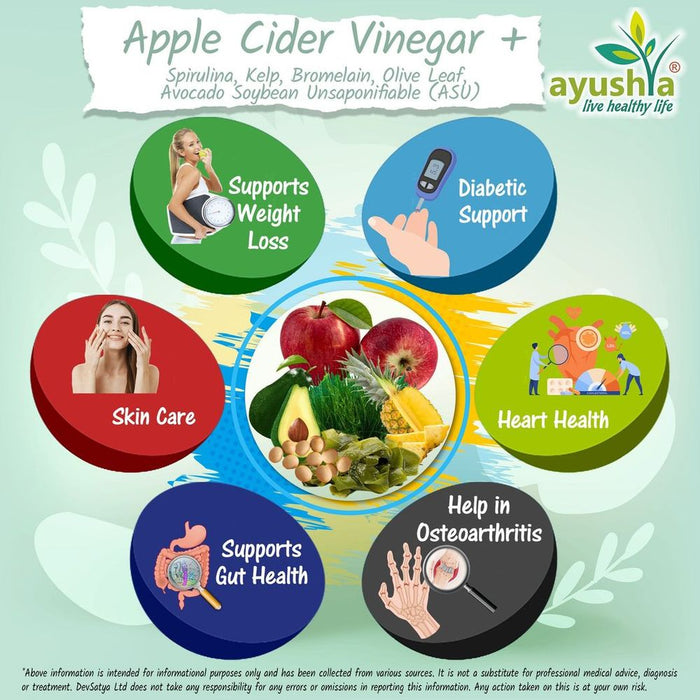 Premium Apple Cider Vinegar Capsule: Kelp, Spirulina, Bromelain, Olive Leaf - Boost Health, Digestion, Detox & Immune Support!