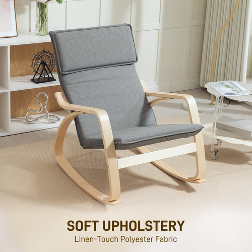 HOMCOM Comfortable Relax Rocking Chair with High Back, Grey