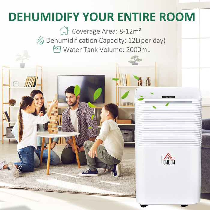 12L/Day 2000ML Portable Quiet Dehumidifier 3 Modes Home,