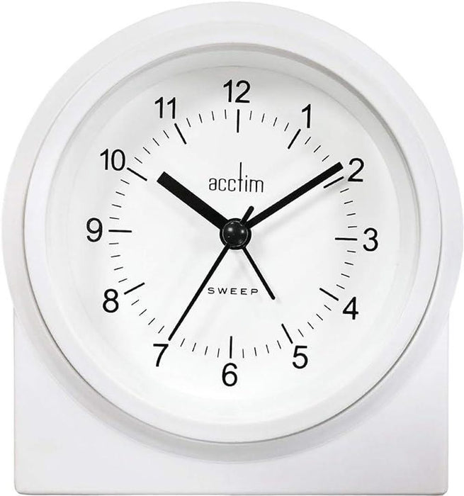 Acctim Archer Non-ticking Sweep Alarm Clock - White, Superbrite Backlight, Crescendo Alarm (Model 16282)