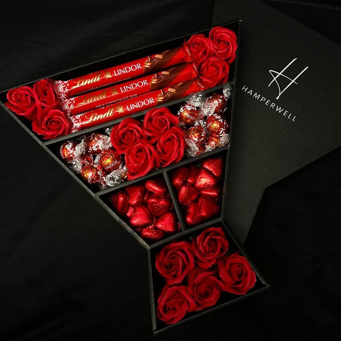 Lindt Lindor Signature Chocolate Bouquet With Red Roses