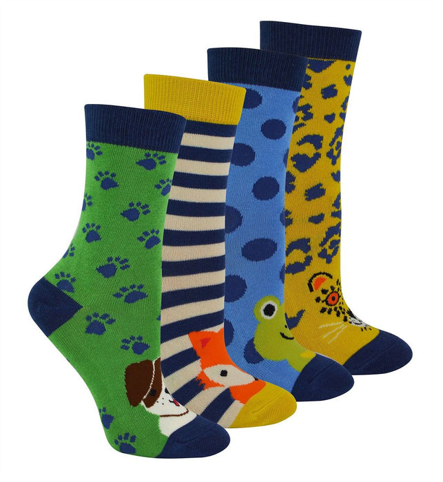 Mr Heron - Boys 4 Pair Animal Socks Box