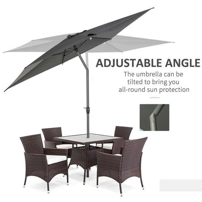 Premium Aluminium Garden Parasol: Sun Protection, Angle Adjustable, Grey