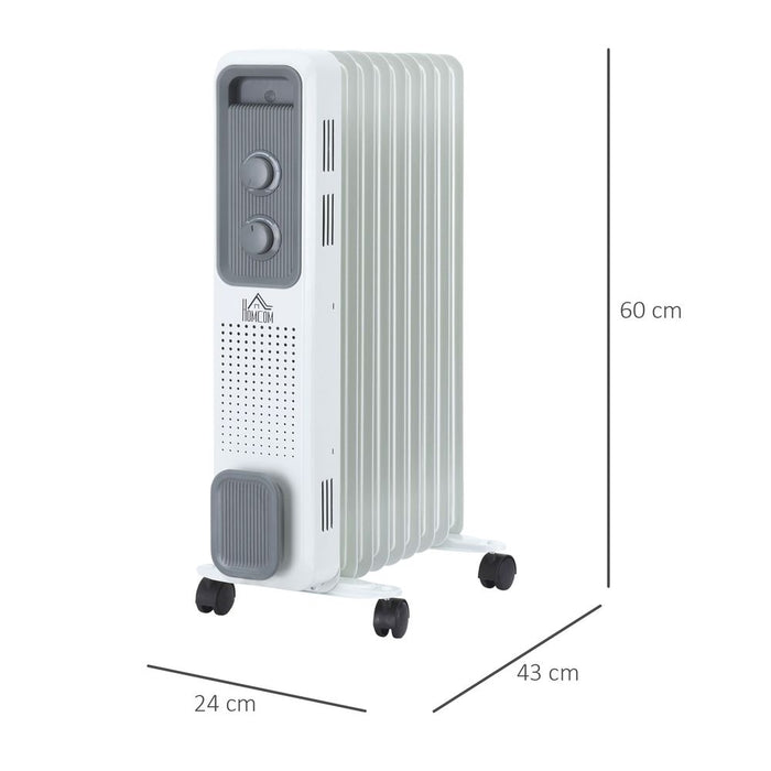 High-Power 2180W Oil Filled Radiator, 3 Settings, Safe Power-Off, 9 Fins Radiator