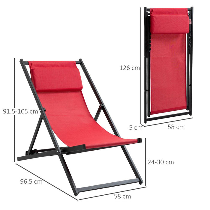 High-Quality Outsunny Deck Chairs Set - Lightweight & Durable - Adjustable Back - 160kg Weight Capacity - Wine Red