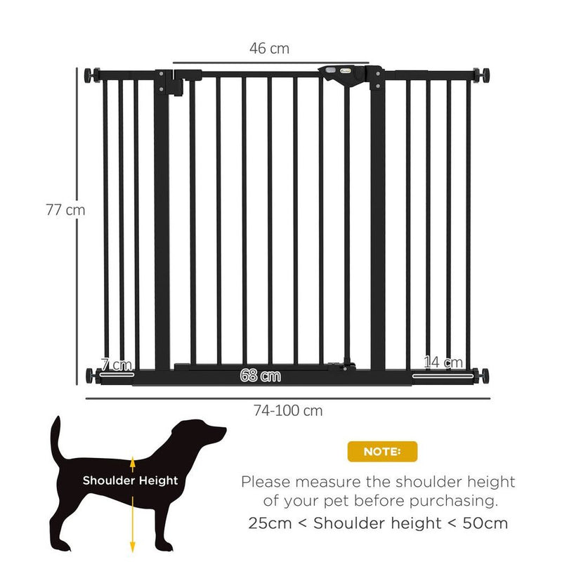 PawHut Adjustable Pet Gate w/ Extensions & Adjustable Screws, Black