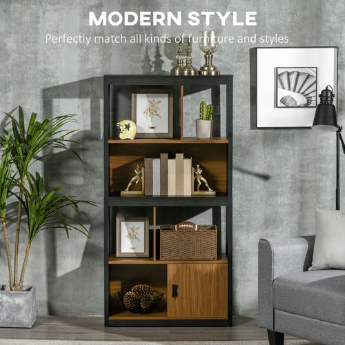 4-Tier Bookshelf Freestanding Bookcase  Storage for Study Walnut Brown