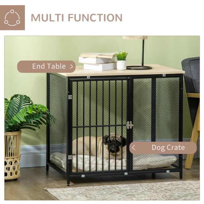 Premium Dog Crate End Table w/ Soft Cushion - Front Door - Small, Medium Dogs