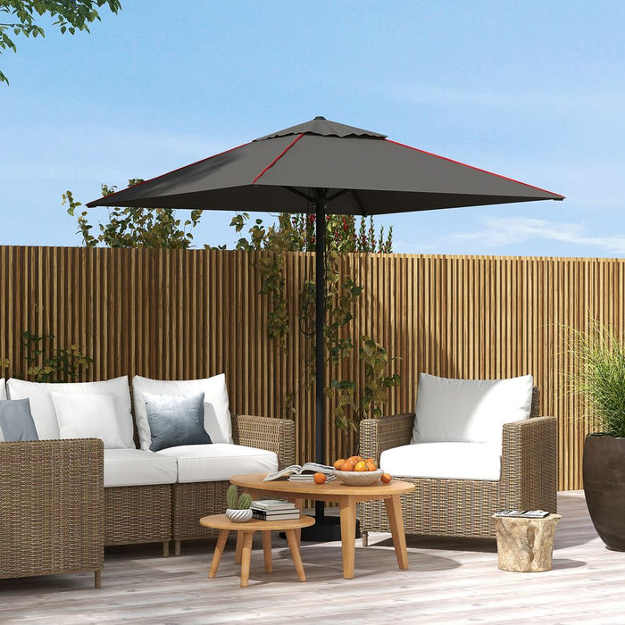 Premium Outsunny Grey Sun Parasol - Table Umbrella for Patio, Garden, Pool - Vent, High Quality, Easy to Use