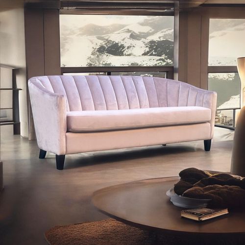 189CM 3 SEATER PINK VELVET SOFA