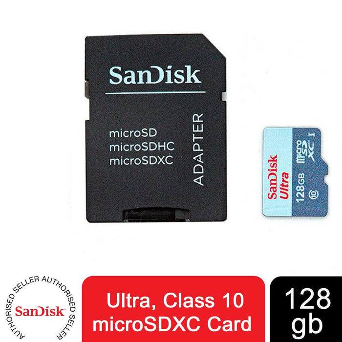 SanDisk Ultra 128 GB - microSDXC Card: Class 10, Fast Transfer, Waterproof, Shockproof
