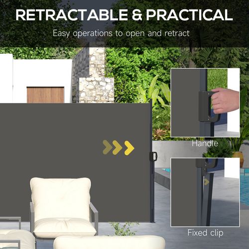 Outsunny Side Awning Retractable, Outdoor Privacy Screen, 400x160cm, Dark Grey