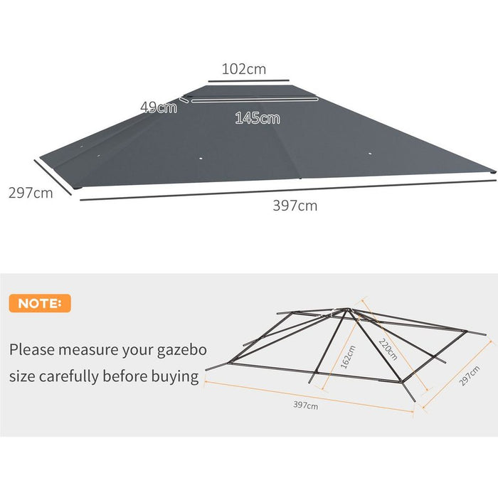 Top-Quality Outsunny 3x4m Gazebo Canopy - Dark Grey, Durable & Ventilated replacement roof cover