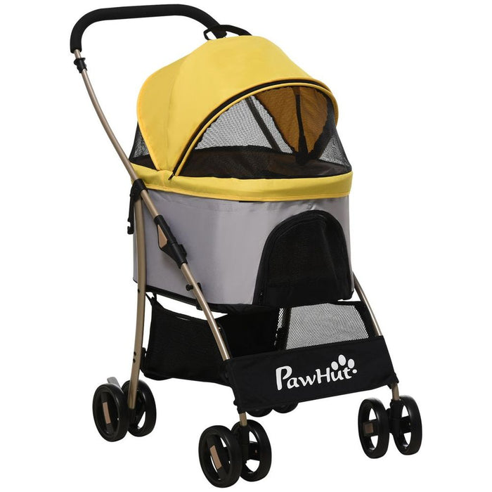 PawHut 3 In 1 Detachable Pet Stroller - Yellow