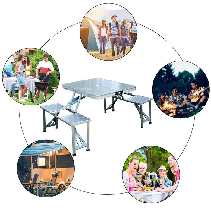 Versatile Outdoor Folding Table Chairs Set - Lightweight Aluminum for Camping, Picnic, Garden - Outsunny