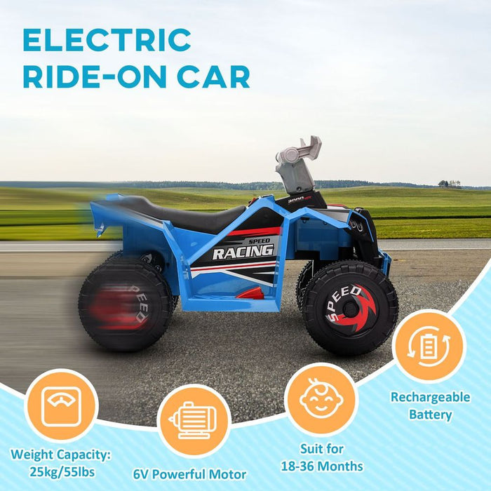 HOMCOM Electric Quad Bike, 6V Kids Ride-On ATV, for Ages 18-36 Months - Blue