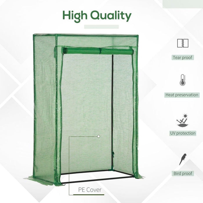 High-Quality 100x50x150cm Greenhouse PE Cover, Zipper Door, Outdoor, Green