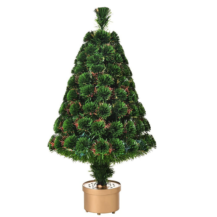 3FT Prelit Artificial Christmas Tree Fiber LED Table Deco Multi-Color Green