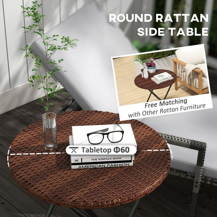 Strong and Stylish Outsunny Foldable Outdoor Coffee Table, Metal Frame Rattan Side Table - Best Quality